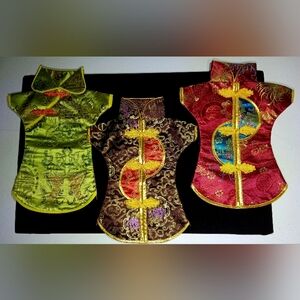 New 🍾 Brocade Cheongsam Wine Liquor Bottle Covers Set Chinese Silk Kimono Wraps